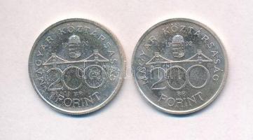 1992. 200Ft Ag "MNB" (2x) T:1-,2 kis patina