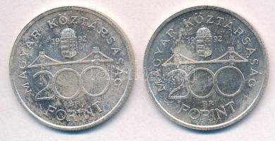 1992. 200Ft Ag "MNB" (2x) T:1-,2 kis patina