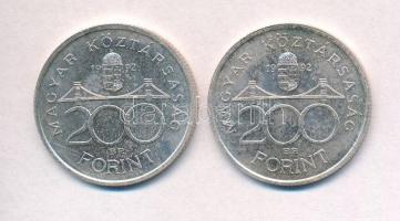 1992. 200Ft Ag "MNB" (2x) T:1-,2 kis patina