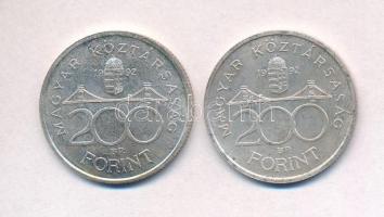 1992. 200Ft Ag "MNB" (2x) T:2 kis patina