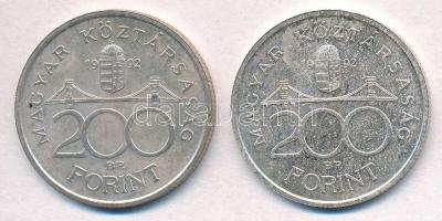 1992. 200Ft Ag "MNB" (2x) T:2 kis patina