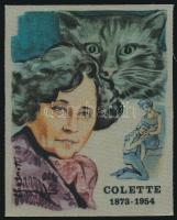 Colette francia írónő képe, nyomat, selyem, 7,5×6 cm