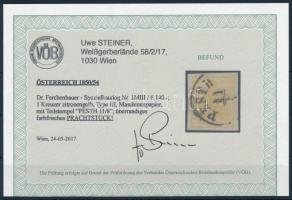 1kr MP III yellow ,,PESTH" Certificate: Steiner 1kr MP III citromsárga ,,PESTH" Certificat...