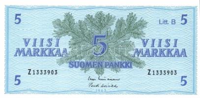Finnország 1963(Litt.B). 5M (2x) két klf aláírással T:I