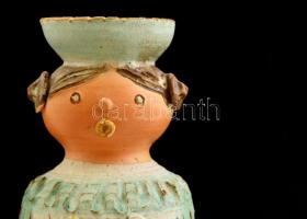 Kiss Roóz Ilona (1920-2010): Női figurás mécsestartó, mázas kerámia, jelzett, apró kopásokkal, m: 28...