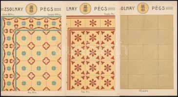 1904 Pécs, A Zsolnay gyár padlócsempe mintalapjai, 14 db, borítékban