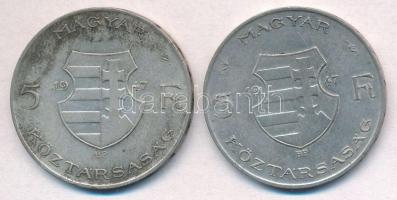 1947. 5Ft Ag "Kossuth" (2x) T:2-,3 patina