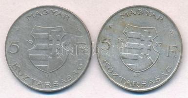 1947. 5Ft Ag "Kossuth" (2x) T:2-,3 patina