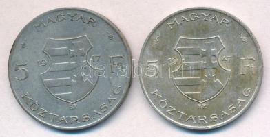 1947. 5Ft Ag "Kossuth" (2x) T:2-,3 patina
