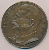 Borsos Miklós (1906-1990) 1949. Sztálin Br plakett, hátoldalán Verseny Sztálinért 1949. XII. 21. (85mm) T:2,2-