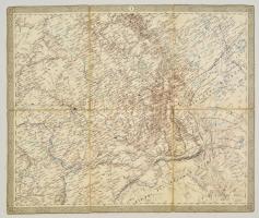 cca 1870 Az Ural és környékének térképe, vászontérkép, 40x49 cm