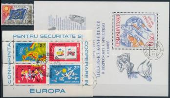 Europa motívum 1975-1977 7 db klf sor + 3 kisív + 4 blokk + 1 db önálló érték 3 stecklapon, Europe 1975-1977 7 diff set + 3 minisheet + 4 block + 1 value