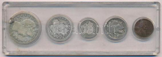 Amerikai Egyesült Államok 1914. 1c-1/2$ (5xklf) T:3
USA 1914. 1 Cent - 1/2 Dollar (5xdiff) C:XF