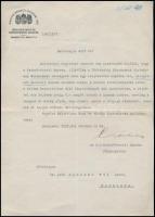 1937 Bp., Gróf Dambski Pál úrnak címzett levél a Szépművészeti Múzeum igazgatója által aláírva