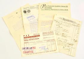 1869-1945 Fejléces számlák és levélpapírok (Adolf Fr. Clemen, Pax ciánozó és takarító vállalat, Révai Testvérek Irodalmi Intézet Rt.), 4 db