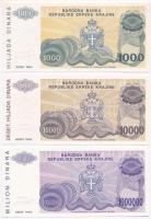 Horvátország / Krajna Szerb Köztársaság 1993. 100.000D + 500.000D + 10.000.000.000D + 50.000.000.000...