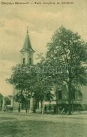 Homokrév, Mokrin; Római katolikus templom és iskola. W. L. 1336. / Catholic church and school