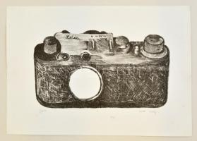Erdélyi jelzéssel: Gép 3 (Leica). Litográfia, papír, 20×28 cm