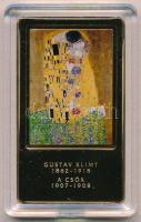 DN A világ leghíresebb festményei - Gustav Klimt: A csók aranyozott fém emlékérem, multicolor festéssel T:1