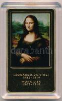 DN A világ leghíresebb festményei - Leonardo da Vinci: Mona Lisa aranyozott fém emlékérem, multicolor festéssel T:1