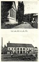 Margonya, Marhan; utcakép, gyár, Dessewffy-kastély. Herman Gutmann kiadása / street, factory, castle (EK)