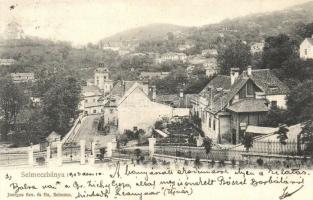 Selmecbánya, Banská Stiavnica; utcakép, Nagyboldogasszony templom. Joerges özv. és fia / street view