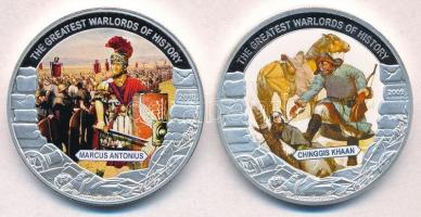 Libéria 2009. 5$ Cu (2xklf) "Nagy Hadvezérek - Dzsingis kán, Marcus Antonius" multicolor T:PP  Liberia 2009. 5 Dollars Cu (2xdiff) "The Greatest Warlords of History - Chinggis Khaan, Marcus Antonius" multicolor C:PP