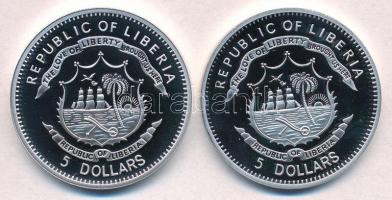 Libéria 2009. 5$ Cu (2xklf) "Nagy Hadvezérek - Dzsingis kán, Marcus Antonius" multicolor T...