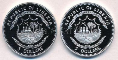 Libéria 2009. 5$ Cu (2xklf) "Nagy Hadvezérek - Nagy Sándor, Leónidasz" multicolor T:PP egy...