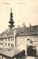 Pozsony, Pressburg, Bratislava; Mihály kapu, templom / gate, church