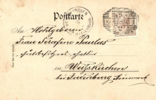 1898 Gruss aus Karlsbad! 1900 Ankunft / Czech Jewish man on bicycle in Karlovy Vary. Judaica. Verlag...