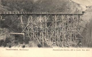 Tauernbahn, Nordrampe, Hundsdorfer-Gerüst / railway bridge in construction, Hundsdorfer Viaduct. F. Fuchs, Hofgastein 100. (EB)