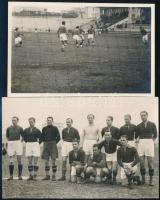 1932 Magyarország-Egyiptom futballmérkőzés, 2 db fotólap, hátuljukon feliratozva, 9×14 cm