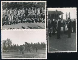 1940 Kolozsvár, erdélyi válogatott - Ferencváros mérkőzés, 3 db fotólap, hátuljukon feliratozva, 9×13,5 cm