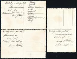 1940 Kolozsvár, erdélyi válogatott - Ferencváros mérkőzés, 3 db fotólap, hátuljukon feliratozva, 9×1...