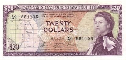 Kelet-Karibi Államok 1965. 20$ Sign.9 T:I