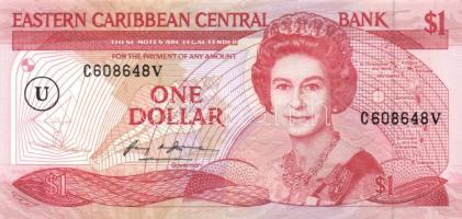 Kelet-Karibi Államok 1985-88. 1$ "U" fny-sal T:I