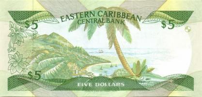 Kelet-Karibi Államok 1988-93. 5$ "L" Sign.2 T:I