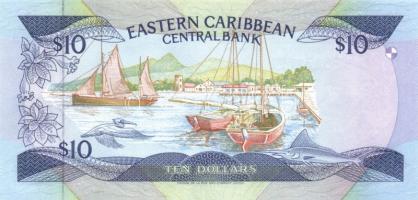 Kelet-Karibi Államok 1988-93. 10$ "L" Sign.1 T:I