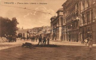 Trieste, Piazza della Liberta e Stazione / square, railway station, road construction