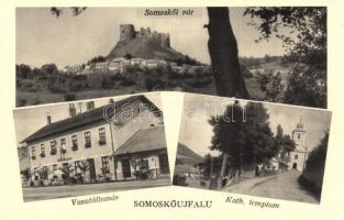 Somoskő, Hrad Somoska; Vár, Vasútállomás, Római katolikus templom / castle, railway station, church