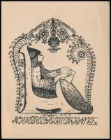 Sassy Attila (Aiglon) (1880-1967): Ambrózy Ágoston könyve, ex libris. Klisé, papír, jelzett a klisén, 15x11,5 cm