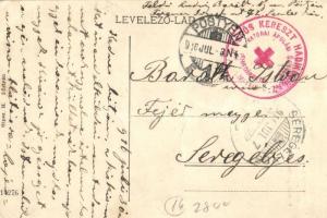 Pöstyén, Piestany; Ferenc József út, Buchler Samu üzlete + "Portómentes Vörös Kereszt Hadikórhá...