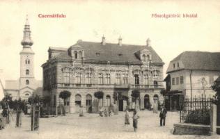 Csernátfalu, Cernatu (Négyfalu, Sacele); Főszolgabírói hivatal, tér, templom, Krauss Rubin üzlete. Stingl Karolin kiadása / court, square, church, shop