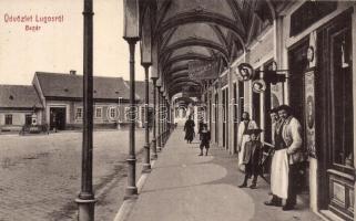 Lugos, Lugoj; Bazár sor, fodrász és borbély szalon, Faimann Lajos üzlete, divatterem. W.L. 156. / bazaars, hairdresser and barber, shops