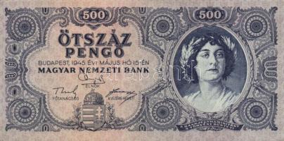 1945. 500P, 1000P bélyeggel T:II+ Csak egyszer hajtva, törve nem!