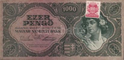 1945. 500P, 1000P bélyeggel T:II+ Csak egyszer hajtva, törve nem!