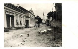 1941 Szépvíz, Csíkszépvíz, Furomoasa; Római katolikus templom utca, telefon / church, street, telephone. photo