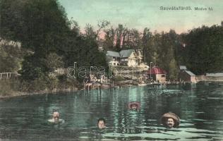 Szovátafürdő, Baile Sovata; Medve-tó. Fürdőzős montázslap / lake. Montage with bathing people