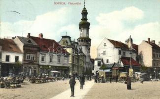 Sopron, Várkerület, Fischer Emil, Hertl üzlete, Pál Samu vendéglője, étterem, piac, drogéria (gyógyszertár) (apró szakadás / tiny tear)